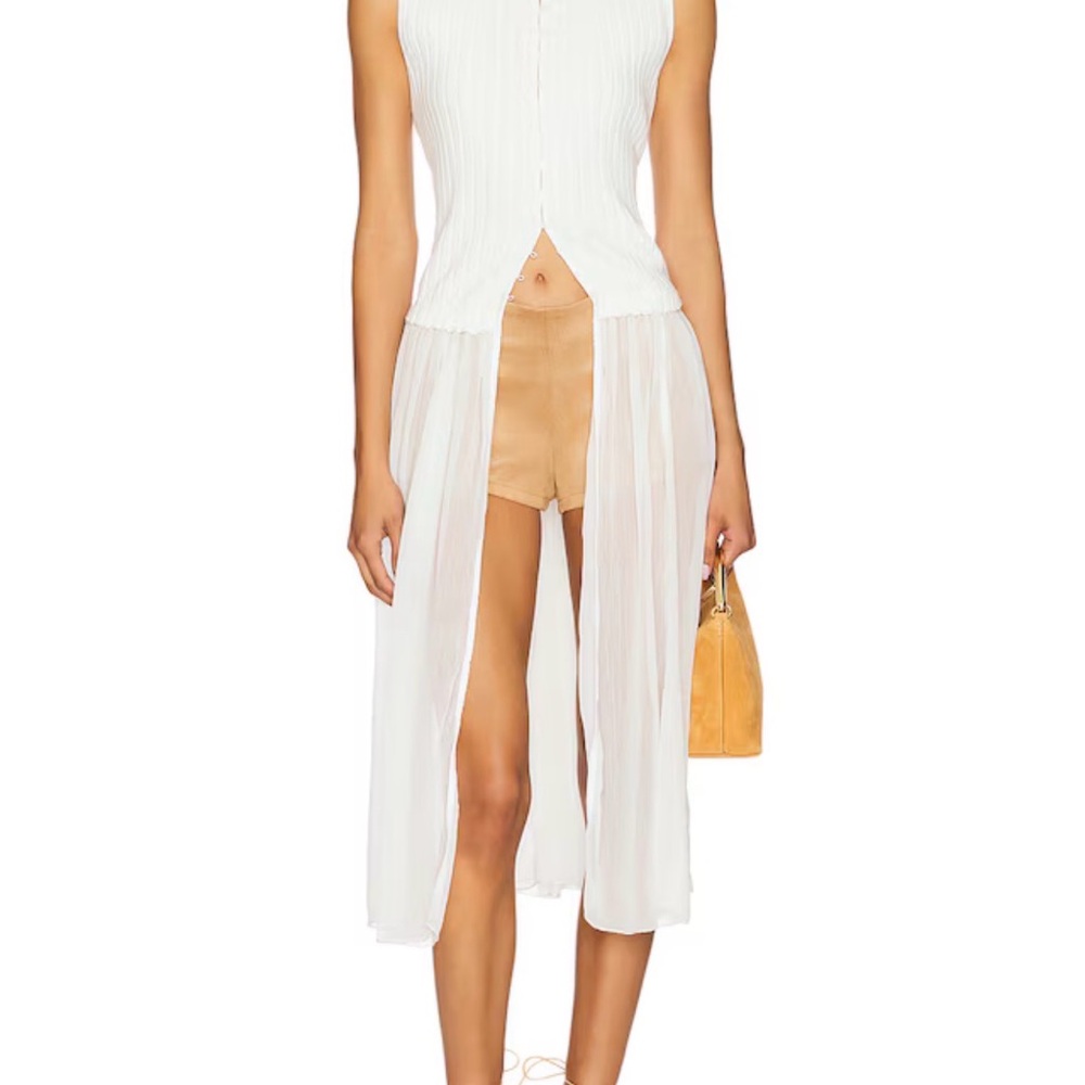 Free People White Sleeveless Sheer Overlay Top